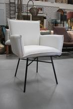 6 x luxe eetkamerstoel Sanne Jess armleuning stof naturel, Ophalen, Overige kleuren, Zo goed als nieuw, Stof