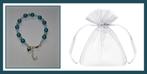 Handgemaakte armband parels zilverkleurige kraaltjes - Aqua, Overige materialen, Nieuw, Ophalen of Verzenden, Met bedels of kralen