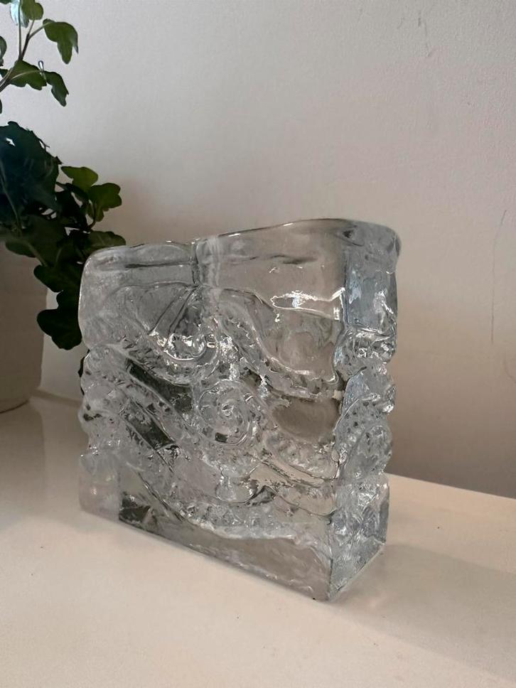Kristallen blockvaas solifleur, Antiek en Kunst, Antiek | Glas en Kristal, Ophalen of Verzenden