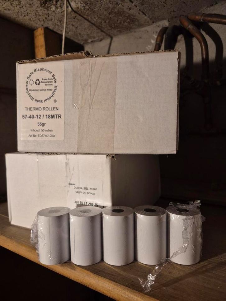 Nieuwe thermische pinrollen 57x40x12 – 18 meter (50 stuks), Diversen, Papierwaren, Nieuw, Ophalen of Verzenden