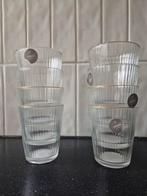 8 glazen 300ml ribbel met gouden rand, Ophalen, Glas of Glazen, Overige stijlen, Glas
