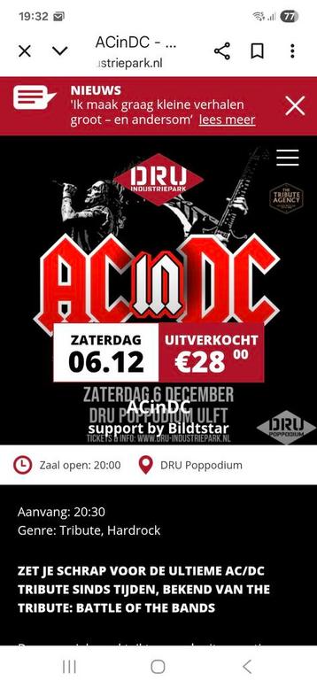 1 toegangskaart voor de cuverband van ACDC in de Dru  beschikbaar voor biedingen