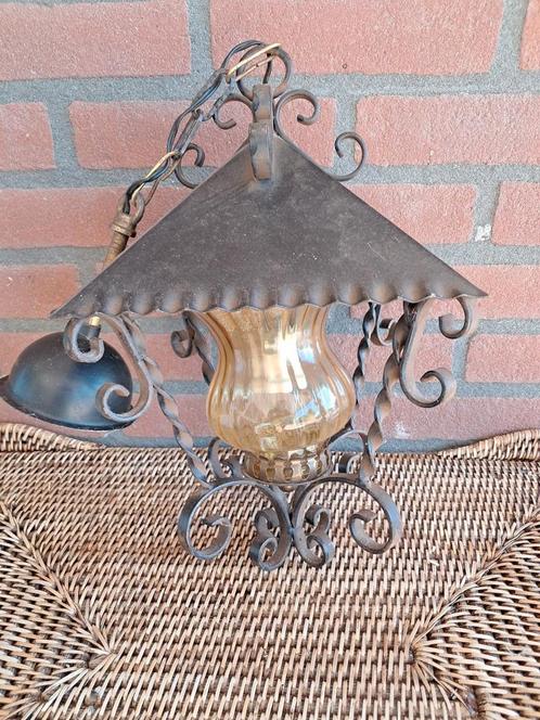 Vintage hanglamp compleet met originele glas., Antiek en Kunst, Antiek | Lampen, Ophalen of Verzenden