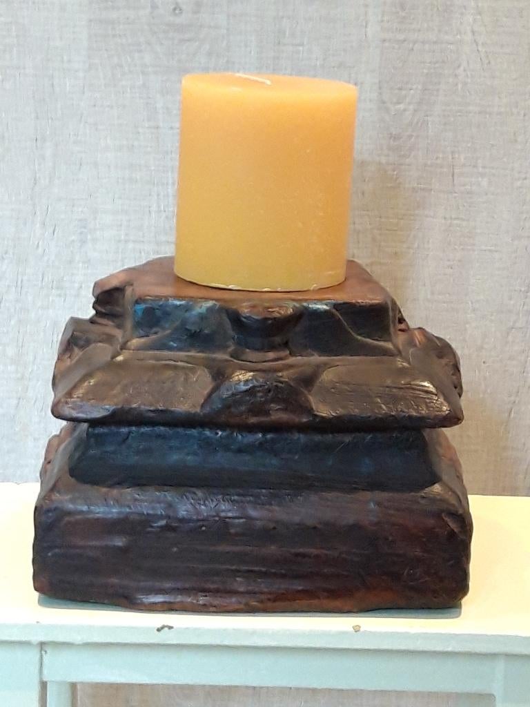 Houten poer kandelaar, Bruin, Nieuw, Ophalen of Verzenden, Nvt