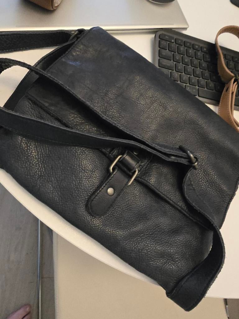 Marine cross over leren tas, Ophalen of Verzenden, Blauw