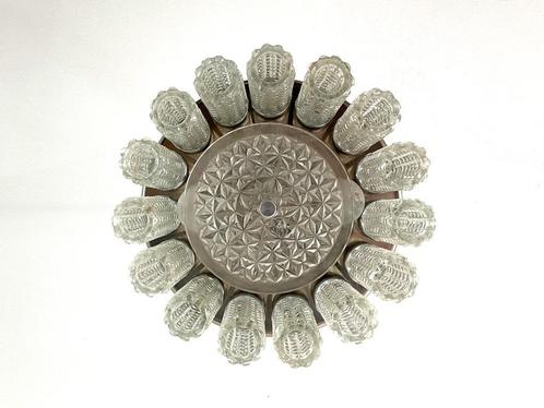 Doria Leuchten - hanglamp - 1960 - Duitsland, Huis en Inrichting, Lampen | Hanglampen, Gebruikt, 50 tot 75 cm, Glas, Metaal, Ophalen of Verzenden