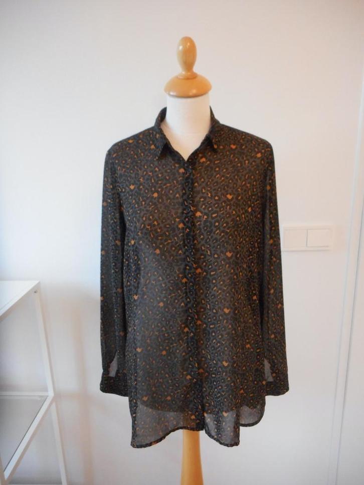 Blouse met panterprint van Costes, maat L, Kleding | Dames, Blouses en Tunieken, Zo goed als nieuw, Maat 38/40 (M), Zwart, Ophalen of Verzenden