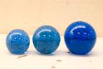3 stuks Blauwe glazen bollen met luchtbellen 49621, Ophalen of Verzenden, Gebruikt, Dier