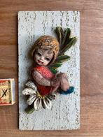 wandbord schilderijtje meisje in bloem granol sierpleister, Ophalen of Verzenden