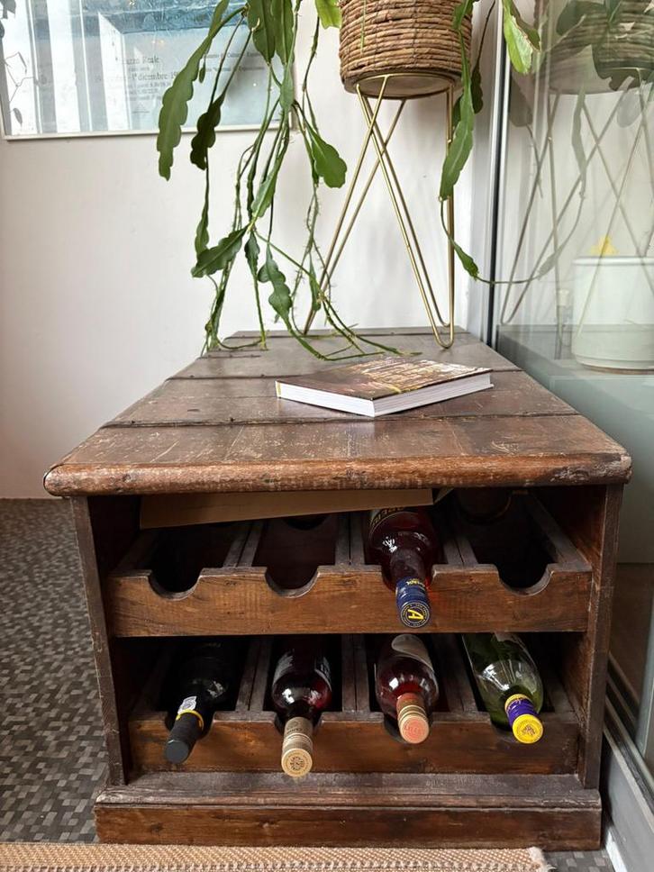 Antieke Eiken Opbergkist met Beslag, Huis en Inrichting, Woonaccessoires | Wijnrekken, Gebruikt, Minder dan 50 cm, Hout, 25 flessen of meer