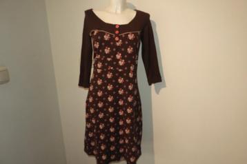 Tante Betsy vintage look jurk bruin bloemetjes print M beschikbaar voor biedingen