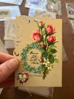 Antieke Celluloid Kaart Frankrijk Bloemen, Ophalen of Verzenden