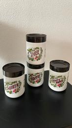 4 vintage jaren 70 Douwe Egberts voorraadpotten opaline, Ophalen of Verzenden, Zo goed als nieuw, Glas, Pot, Bus of Blik