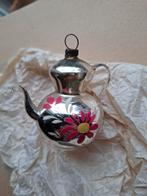 Oude kerstbal koffiepot met roze bloem, Diversen, Kerst, Ophalen of Verzenden