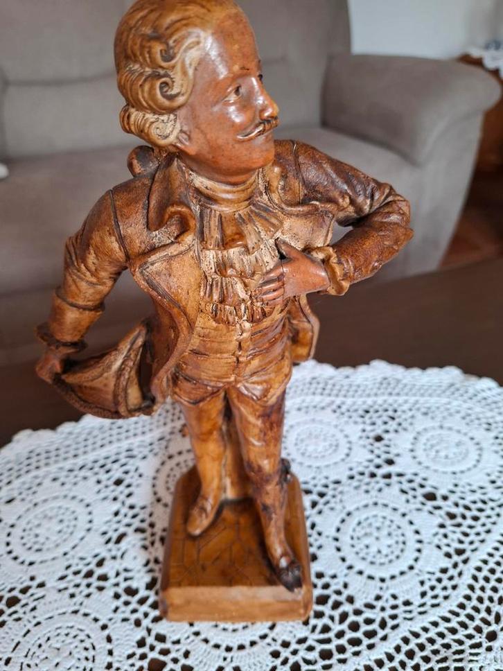 Prachig mooi uitgevoerd oud antiek sierstuk beeld Gesigneerd, Antiek en Kunst, Kunst | Beelden en Houtsnijwerken, Ophalen of Verzenden