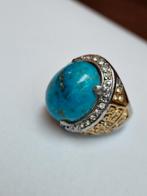 Turqoise in mooi versierde ring (maat 20), 20 of groter, Ophalen of Verzenden, Zo goed als nieuw, Dame of Heer