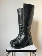 Hoge vintage blokhak laarzen, 38. 70s 60s 00s boho 90s, Hoge laarzen, Verzenden, Zwart, Vintage
