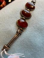 Antieke Zilveren Armband met Carneool Stenen, Gebruikt, Onbekend, Ophalen of Verzenden, Onbekend