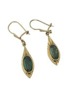 Vintage gouden oorhangers met groene spinel, Sieraden, Tassen en Uiterlijk, Oorbellen, Hangers, Verzenden, Zo goed als nieuw, Info@nynkegardenier.nl