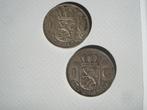 2 Zilveren guldens uit 1955 Koningin Juliana., Postzegels en Munten, Munten | Nederland, 1 gulden, Koningin Juliana, Zilver, Ophalen of Verzenden