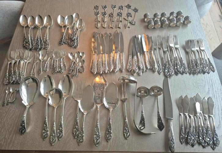 Djokja gezwart zilver 800. Bestek servies 12 delig, Antiek en Kunst, Antiek | Bestek, Ophalen