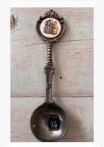 Brocante Tinnen lepel, porselein afbeelding, 18 cm, Antiek en Kunst, Antiek | Tin, Ophalen of Verzenden