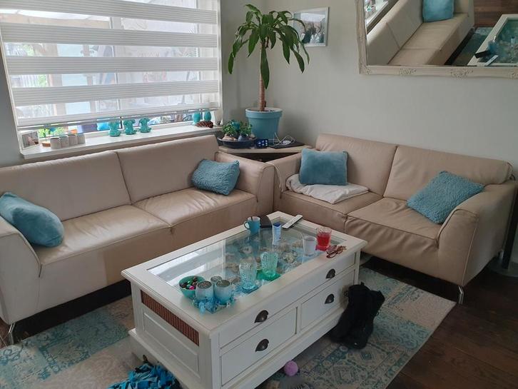 Leer bankstel van Henders & Hazel, Huis en Inrichting, Banken | Bankstellen, 200 tot 250 cm, 75 tot 100 cm, Leer, Ophalen