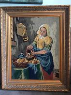Geborduurd Vintage Schilderij het Melkmeisje van Vermeer, Ophalen of Verzenden