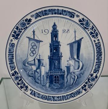 Prachtig delftsblauw bord Olympische spelen 1928 Amsterdam  beschikbaar voor biedingen