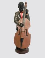 Groot houten beeld van Jazz Bassist, Ophalen of Verzenden