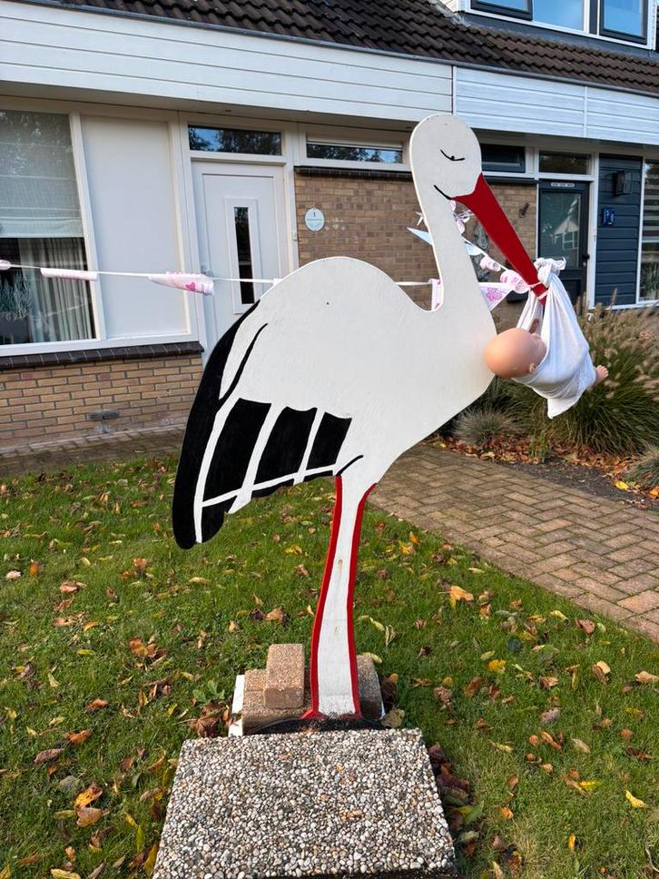 Geboorte ooievaar te huur, Kinderen en Baby's, Kraamcadeaus en Geboorteborden, Geboortebord, Ophalen