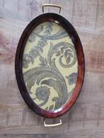 Ovale Houten Dienblad met Bloemmotief, Ophalen of Verzenden, Gebruikt, Ovaal, Hout