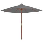 Parasol met houten paal 300 cm antraciet gratis bezorgd, Nieuw, Kantelbaar, Ophalen of Verzenden, Stokparasol