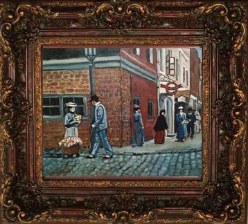 "In de oude stad" Schilderij   beschikbaar voor biedingen