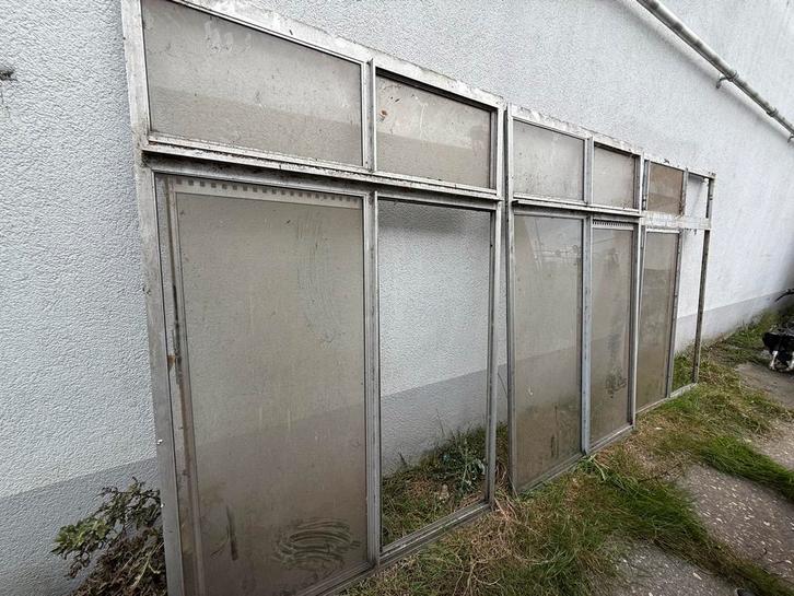 Aluminium Kozijn met Schuiframen (3 stuks), Doe-het-zelf en Verbouw, Glas en Ramen, Gebruikt, Gevelraam of Ruit, 160 cm of meer