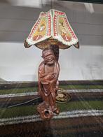 antieke lamp mooi houtsnijwerk waarschijnlijk indonesisch, Antiek en Kunst, Ophalen of Verzenden