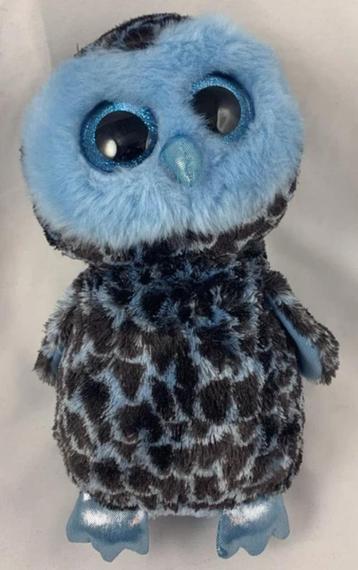 Ty Beanie Boo Yago uil 25cm glitterogen blauw pluche knuffel beschikbaar voor biedingen