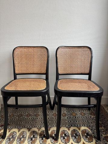 Rattan & wood dining chairs - set of 2 beschikbaar voor biedingen
