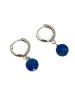 Zilveren klapcreolen met blauwe lapis lazuli hanger, Hangers, Nieuw, ., Info@nynkegardenier.nl