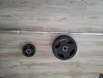 Olympische Halterstang + 45kg aan schijven beschikbaar voor biedingen