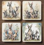 American Hairless Terriër Moeder & pups onderzetters+houder, Ophalen of Verzenden, Nieuw, Glas of Kopje