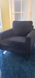 Antraciet grove corduroy fauteuil / stoel met chromen poten, Ophalen, Modern / Stoer, 75 tot 100 cm, Zo goed als nieuw