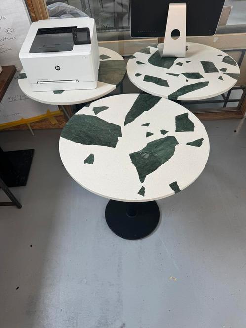 9x tafel met groen marmer terrazzo, Huis en Inrichting, Tafels | Eettafels, Rond, Ophalen of Verzenden