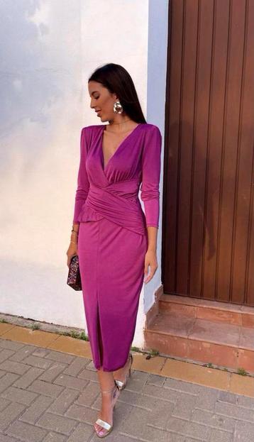 Feversave luxe kuitlange jurk bougainville mooi decolleté M beschikbaar voor biedingen