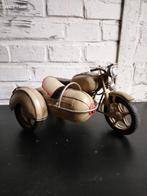 Vintage blikken motor met zijspan in beigetinten, Ophalen of Verzenden