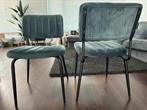 8x Eetkamerstoelen groen blauw velvet, Huis en Inrichting, Stoelen, Ophalen, Metaal, Blauw, Zo goed als nieuw