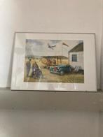 Art lithograph Aero club”- Mg TD and vintage Aeroplane., Ophalen