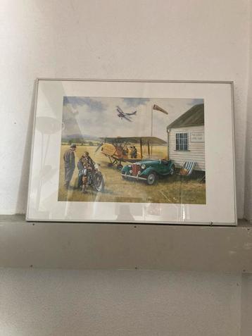 Art lithograph Aero club”- Mg TD and vintage Aeroplane. beschikbaar voor biedingen