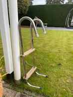 Zwemtrap RVS met Hardhouten Treden - 80cm, Ophalen of Verzenden, Gebruikt, Overige typen
