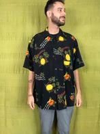 Vintage Hawaii overhemd / shirt / print / zwart / XL /, Gedragen, Halswijdte 43/44 (XL), Ophalen of Verzenden, Vintage